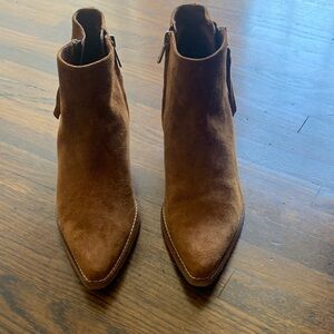 Sam Edelman Brown Suede Pointed Toe Ankle Booties